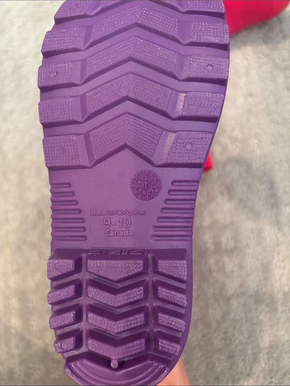 Bright Pink Kids Rain Boots with Purple Soles